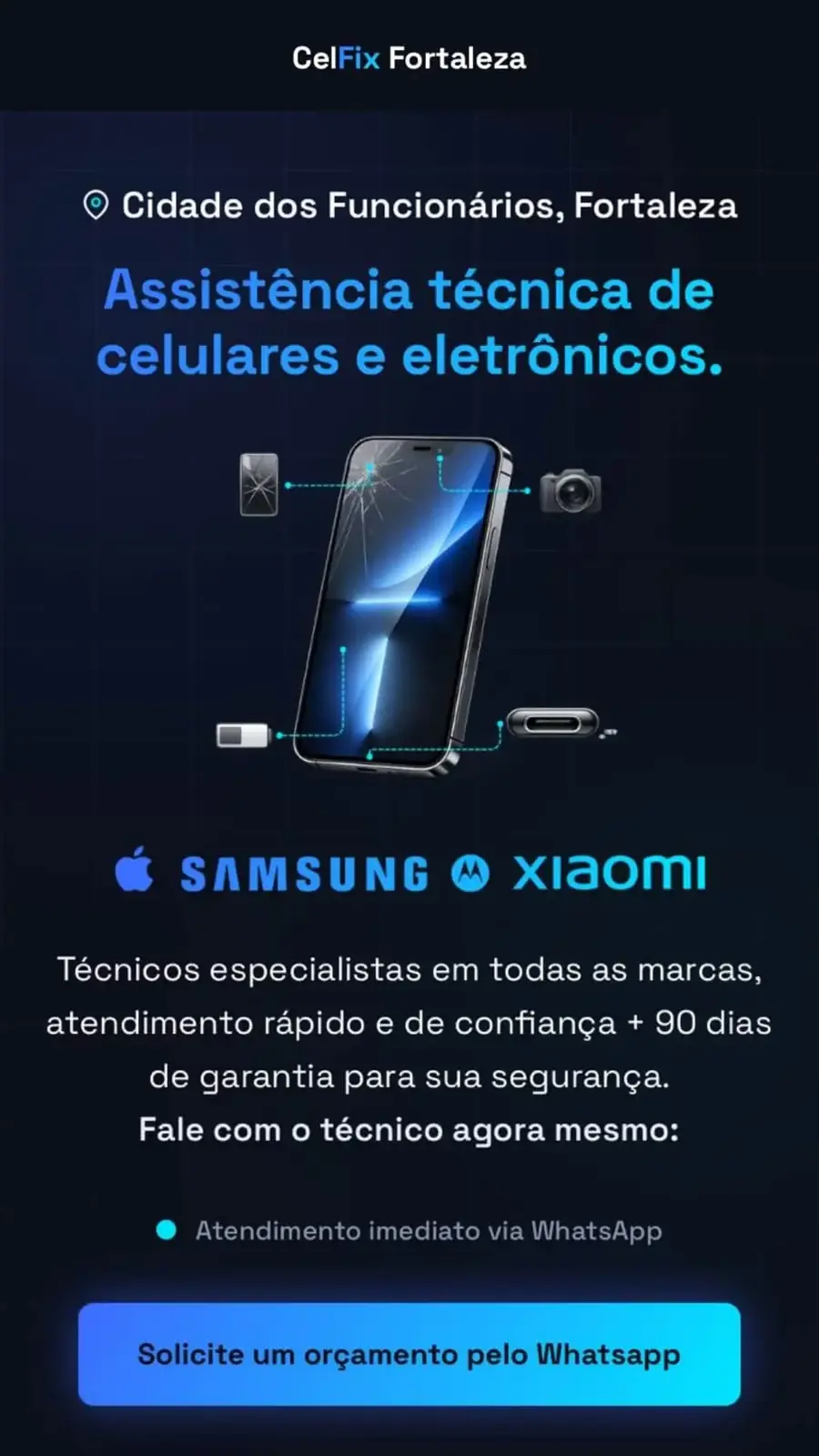 Screenshot da página (seção inicial) — Assistência técnica de eletrônicos